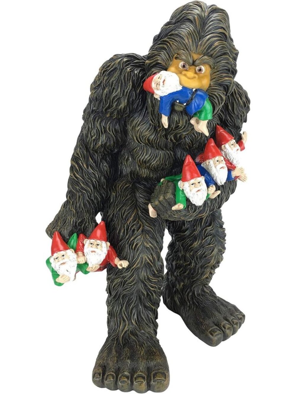 Large Miniature Bigfoot & Gnome Figurine Set for Fairy Garden Decor - 13” Tall